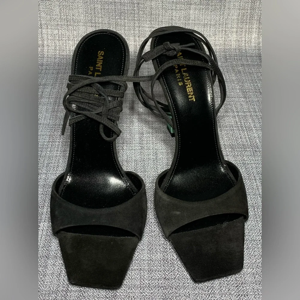 Saint Laurent Women's Paz Ankle Tie High Heel Sandals - Picture 3 of 10
